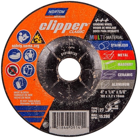 Norton Abrasives Norton Clipper 4 in. D X 5/8 in. Classic Grinding Wheel 70184609141
